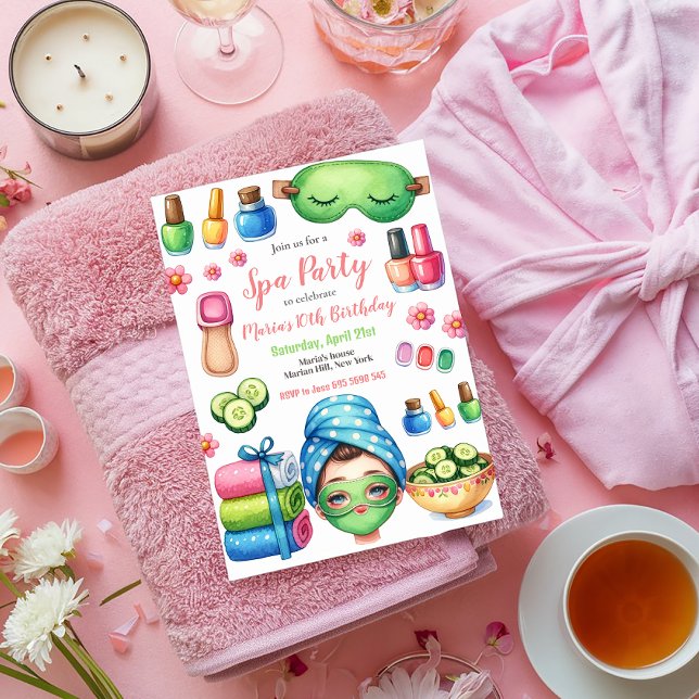 Invitation Fête de jour spa Fête d'anniversaire (Créateur téléchargé)