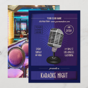 Invitation Fête de karaoke Club/Entreprise ajoutez photo et l