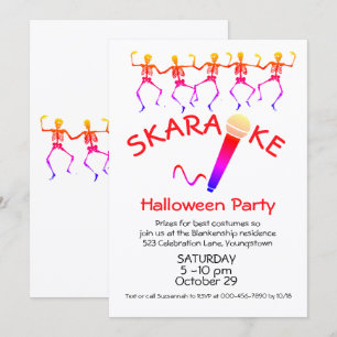 Invitation Fête de Karaoke Halloween squelettes dansants pers