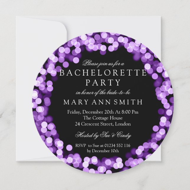 Invitation Fête de la Bachelorette Lumière pétillante (Devant)