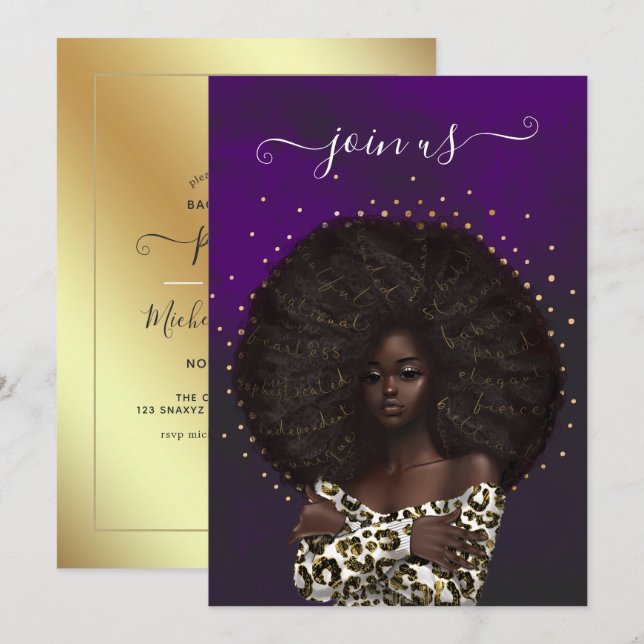 Invitation Fête de la Bachelorte Africaine-Américaine (Devant / Derrière)
