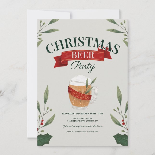 Invitation Fête de la bière de Noël (Devant)