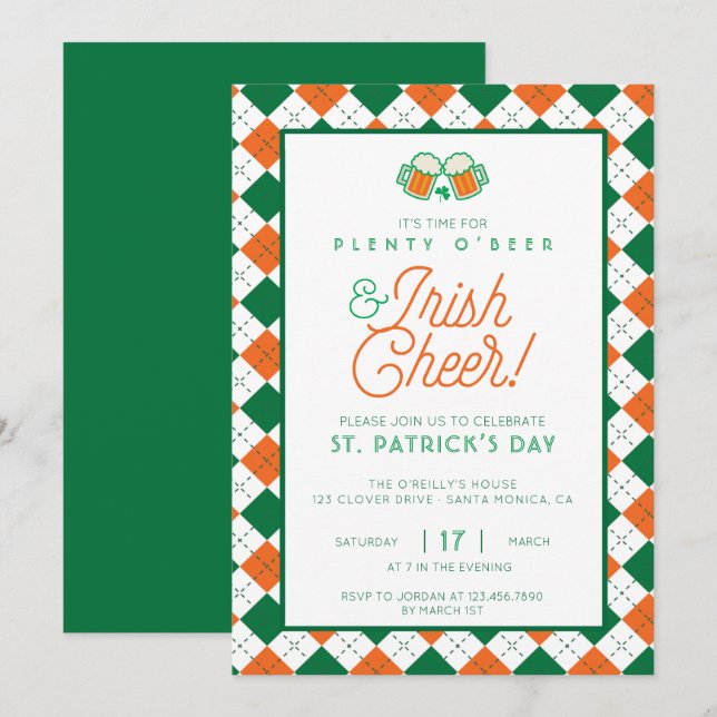 Invitation Fête de la bière et du fromage irlandais (Devant / Derrière)
