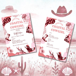 Invitation fête de la cowgirl côtière rose