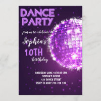 Fête de la danse Purple Disco Girl Anniversaire