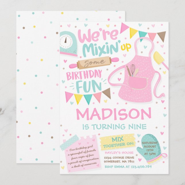 Invitation Fête de la fête d'anniversaire de la boulangerie F (Devant / Derrière)