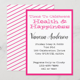 Invitation Fête de la fête de Hot Pink Stripes