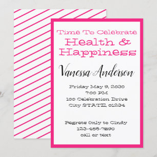 Invitation Fête de la fête de Hot Pink Stripes