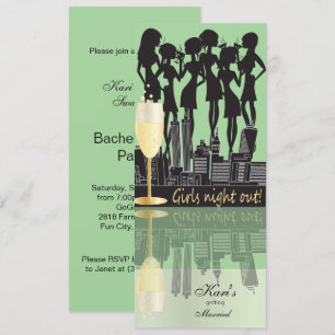 Invitation Fête de la fête de la nuit des filles Vert menth