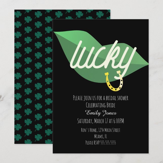 Invitation Fête de la Fête des mariées de la Saint Patrick (Devant / Derrière)