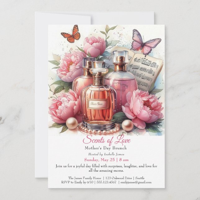 Invitation Fête de la Fête des Mères - Senteurs d'Amour (Devant)