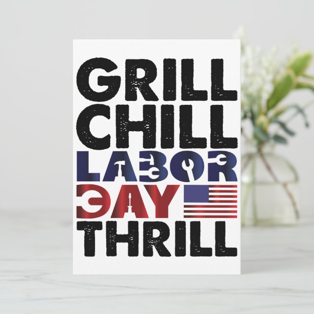 Invitation Fête de la fête du travail USA Amérique Grill Chil (Debout devant)