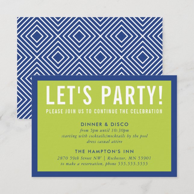Invitation FÊTE DE LA FÊTE INFO moderne audacieuse citron ble (Devant / Derrière)