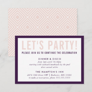 Invitation FÊTE DE LA FÊTE INFO moderne chic aubergine blush