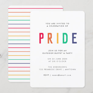 Invitation Fête de la fierté   LGBTQ Gay Modern Rainbow Party