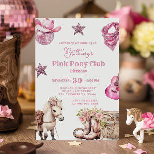 Invitation Fête de la fille de la fête Pink Pony