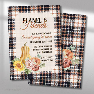 Invitation Fête de la Fleur de Citrouille d'Automne Flannel &