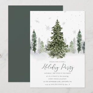 Invitation Fête de la forêt d'hiver de Watercolor