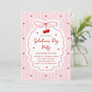 Invitation Fête de la Galentine de Coquette Rouge Rose Cerise