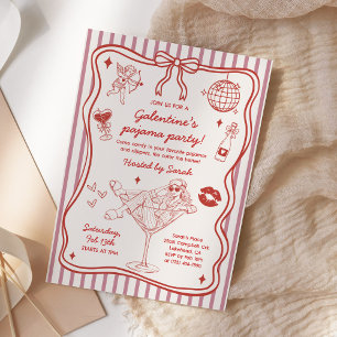Invitation Fête de la Galentine en Pyjama Filles Fête de la S