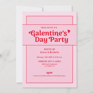 Invitation Fête de la Galentine Rose Rouge Tendance Cool