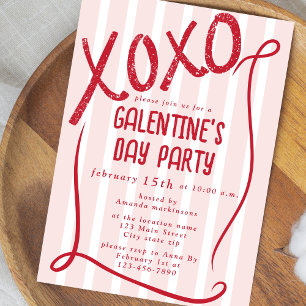 Invitation Fête de la Galentine XOXO dessinée à la main