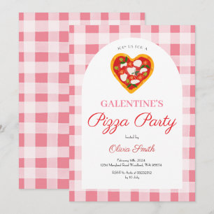 Invitation Fête de la Galentine's Day Pizza Saint-Valentin