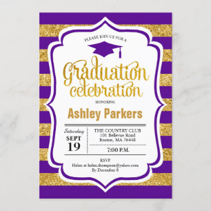 Invitation Fête de la graduation - Grèves violettes d'or