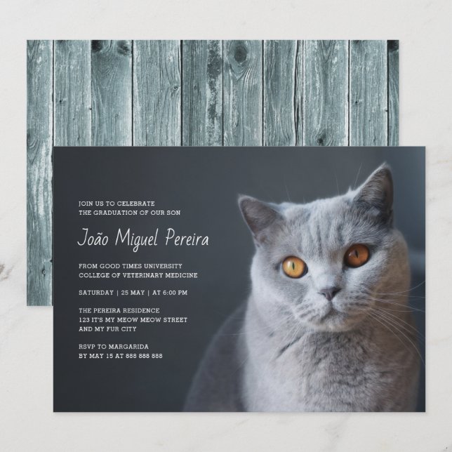Invitation Fête de la Graduation Vétérinaire Décontracté (Devant / Derrière)