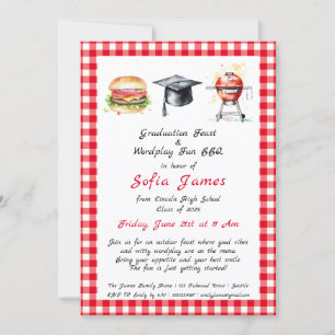 Invitation Fête de la graduation & Wordplay Fun BBQ Party