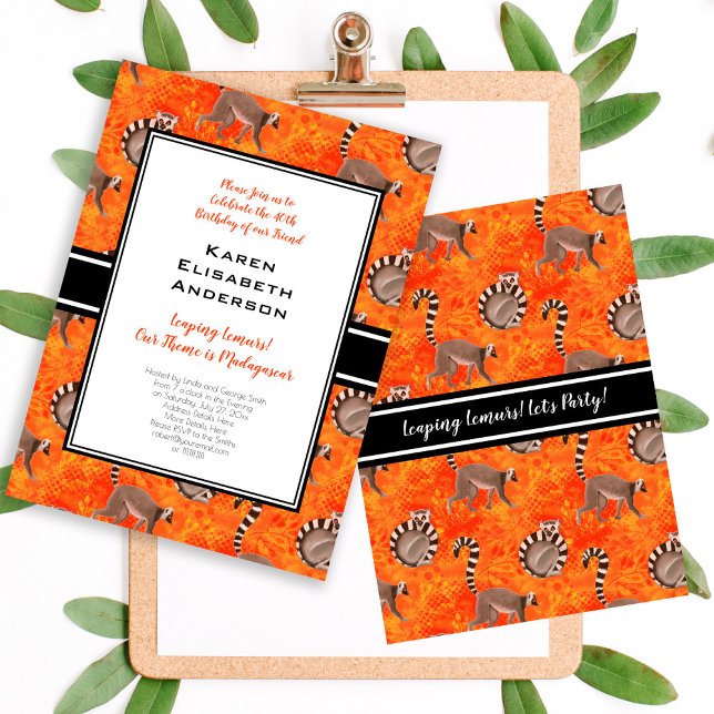 Invitation Fête de la jungle des lémuriens de Madagascar (Créateur téléchargé)