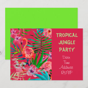 Invitation Fête de la Jungle tropicale avec flamant