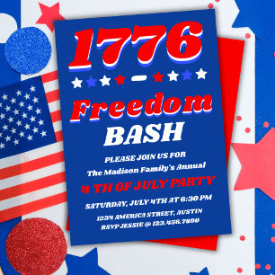 Invitation Fête de la liberté 1776 Célébration du 14 juille