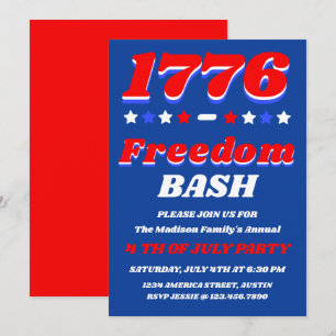 Invitation Fête de la liberté 1776 Célébration du 14 juille