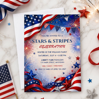 Invitation Fête de la liberté BBQ Feux d'artifice du 14 juill