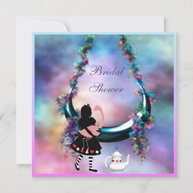 Invitation Fête de la mariée accrochante de lune d'Alice et (Devant)