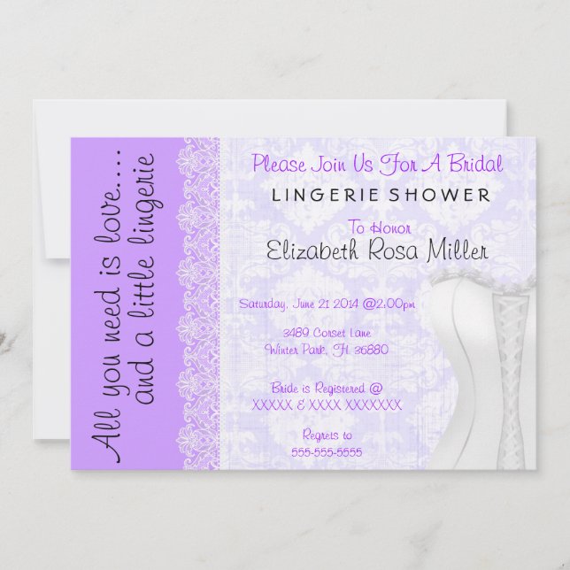 Invitation Fête de la mariée blanche mignonne de lingerie de (Devant)