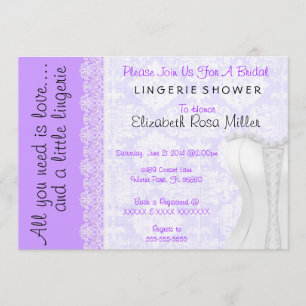 Invitation Fête de la mariée blanche mignonne de lingerie de