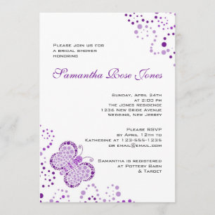 Invitation Fête de la mariée blanche pourpre de Pointillism
