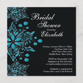 Invitation Fête de la mariée bleue élégante d'hiver de