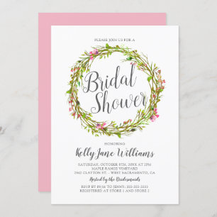 Invitation Fête de la mariée chic de Boho de guirlande