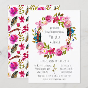 Invitation Fête de la mariée chic florale de guirlande de