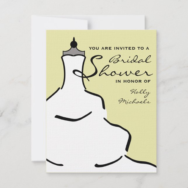Invitation Fête de la mariée - couleur élégante de coutume de (Devant)
