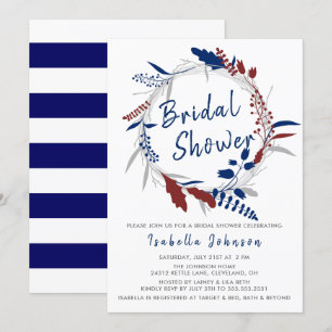 Invitation Fête de la mariée dans une guirlande florale bleue