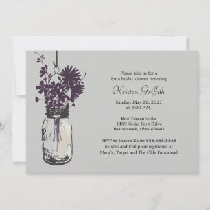 Invitation Fête de la mariée de fleurs sauvages et de pot de