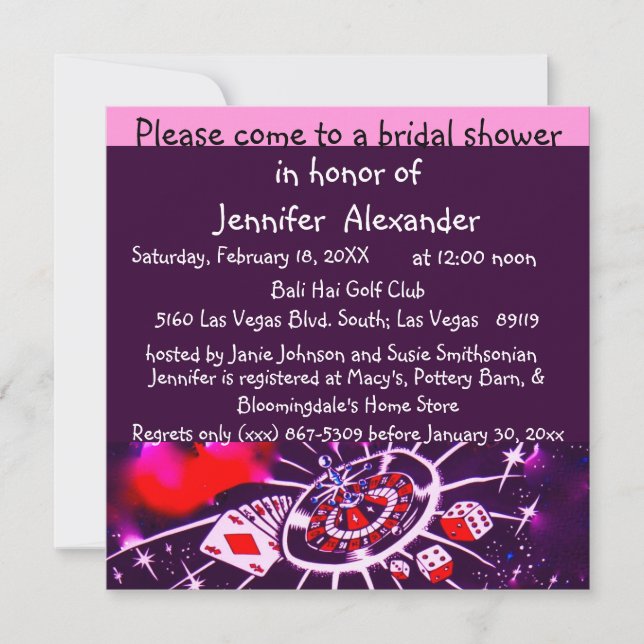 Invitation Fête de la mariée de Las Vegas (Devant)