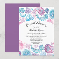 Fête de la mariée de motif de Paisley d'aquarelle