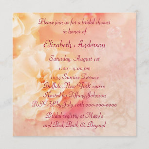 Invitation Fête de la mariée de pêche de diamants roses de