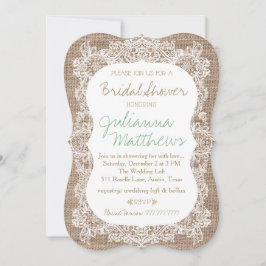 Invitation Fête de la mariée de toile de jute et de dentelle