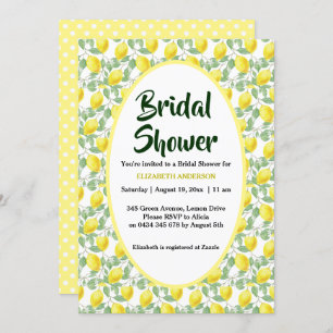 Invitation Fête de la mariée de vert jaune de citronnier